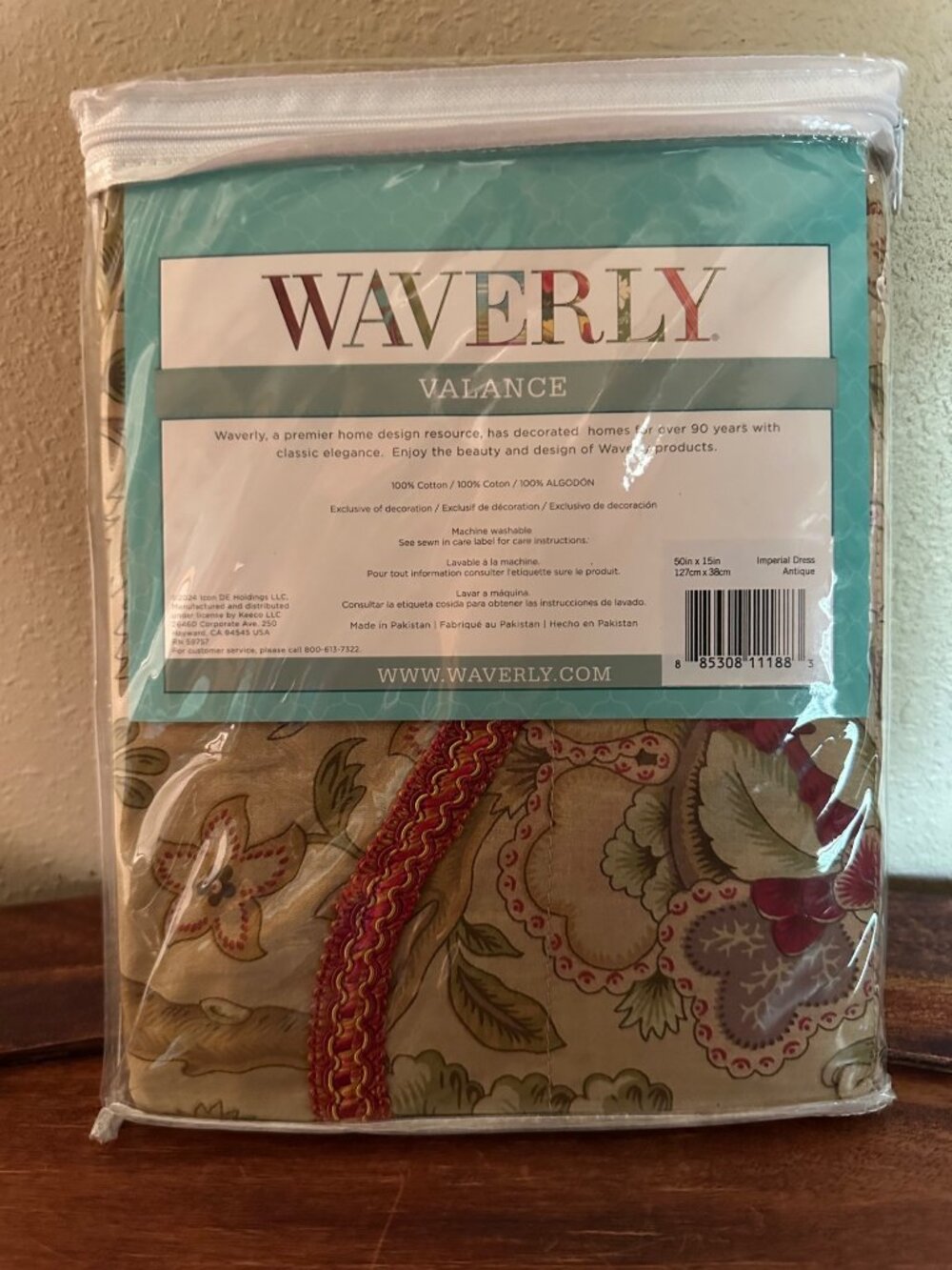 Waverly Scallop Valance Floral 50 Inch X 15 Inch Imperial Dress Antique - Picture 2 of 4
